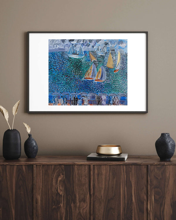 Raoul Dufy - Deniz Kenarında Gezinti Sainte-Adresse Fine Art Baskı