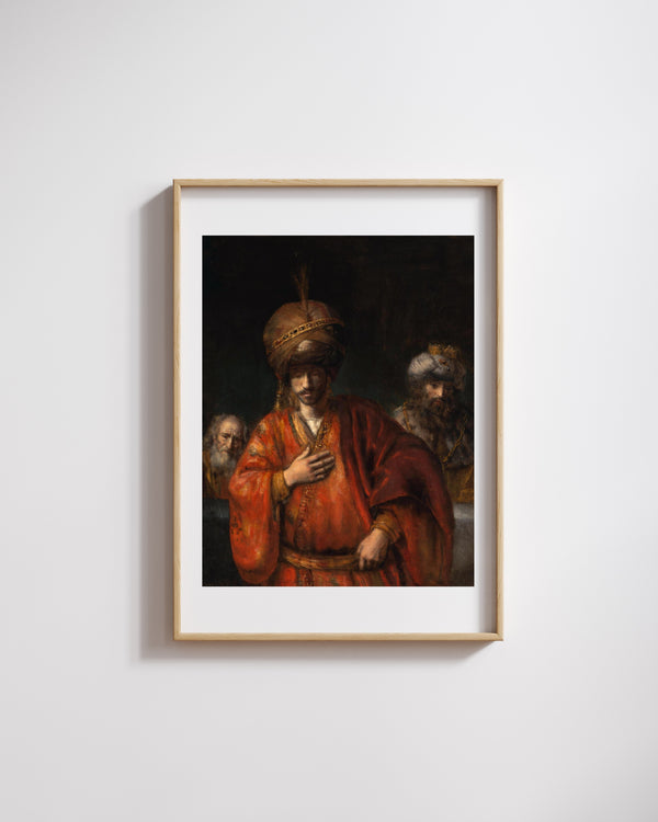 Rembrandt van Rijn - Haman Kaderini Fark Ediyor Fine Art Baskı