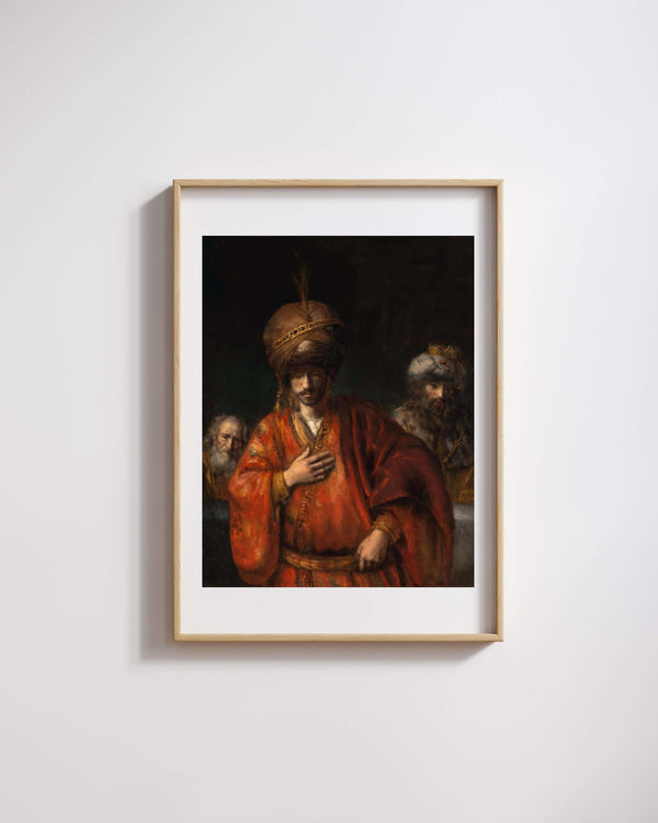 Rembrandt van Rijn - Haman Kaderini Fark Ediyor Fine Art Baskı