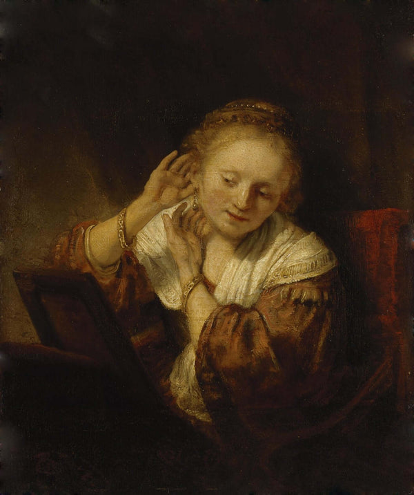 Rembrandt van Rijn - Küpeli Genç Kadın Tablo