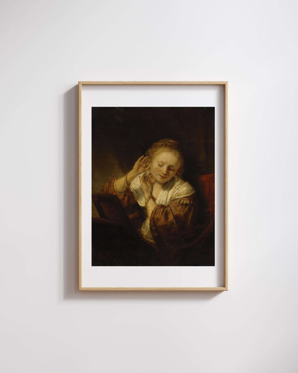 Rembrandt van Rijn - Küpeli Genç Kadın Fine Art Baskı