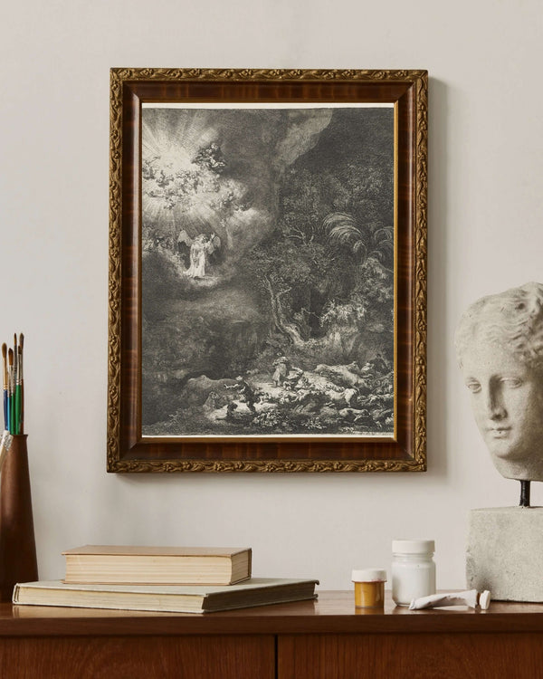 Rembrandt van Rijn - Çobanlara Görünen Melek Fine Art Baskı