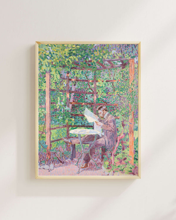 Rudolf Junk - Çardakta Okuyan Adam fine art baskı