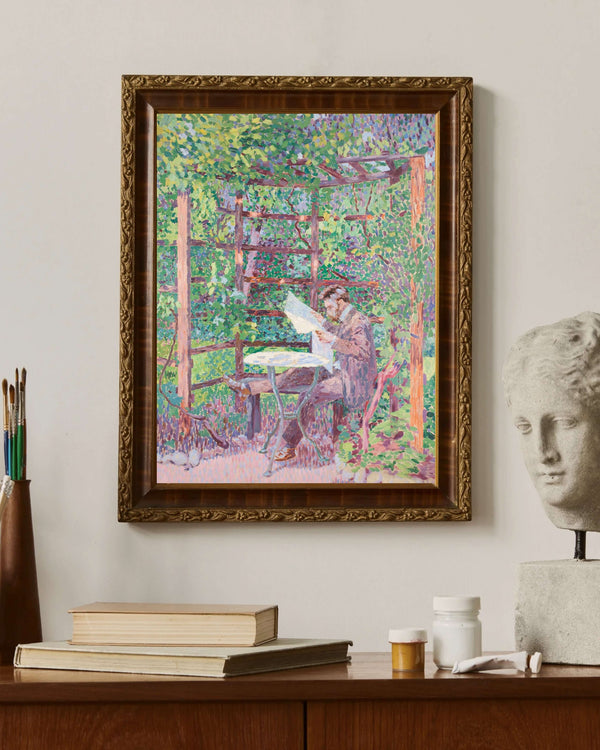 Rudolf Junk - Çardakta Okuyan Adam fine art baskı