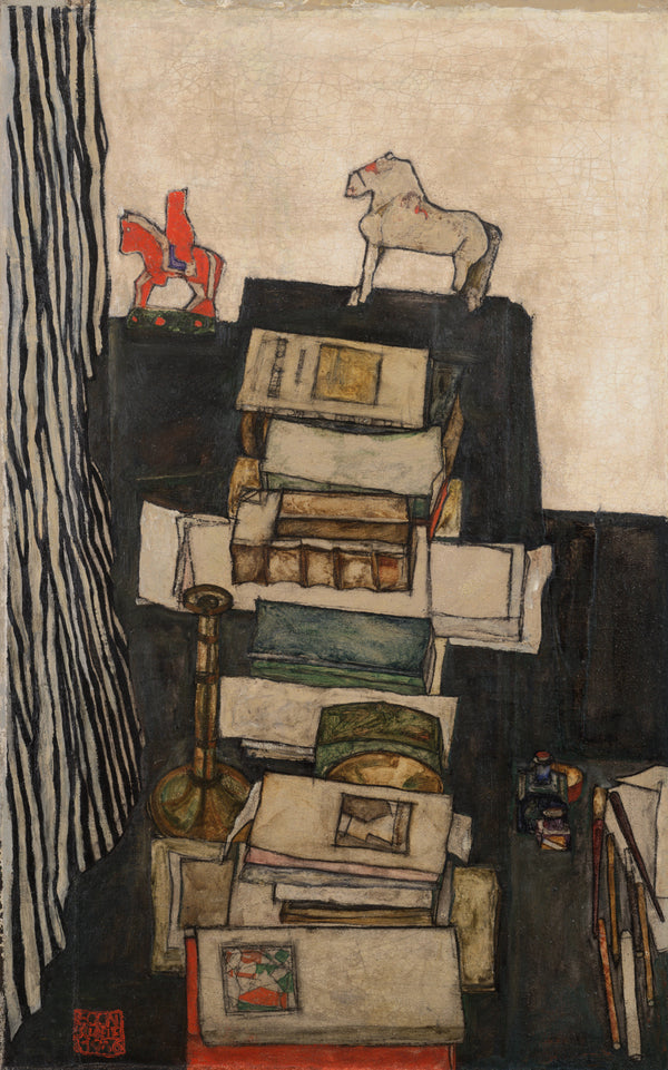 Egon Schiele - Still Life with Books