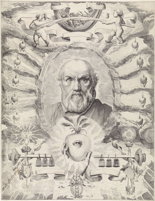 Theodor Matham - Dirck Volckertsz. Coornhert'in Alegorik Çerçeve İçindeki Portresi Fine Art Baskı