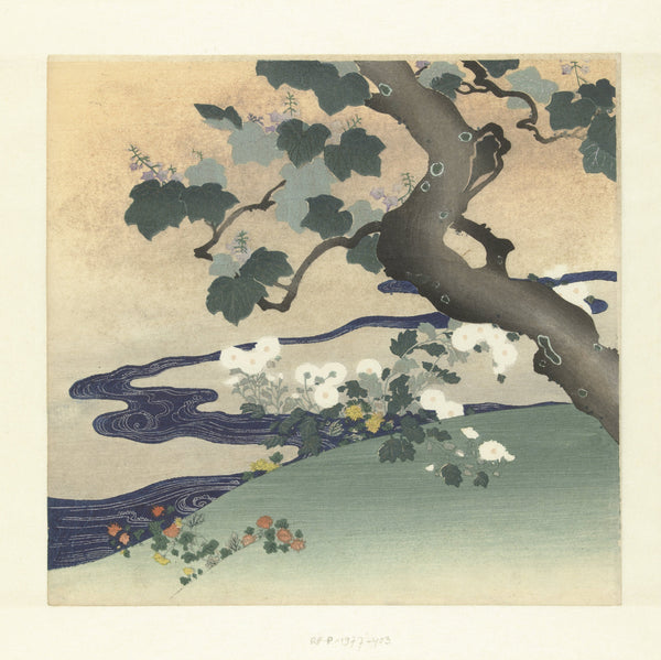 Tsukioka Kōgyo - Ağaç ve Krizantemler