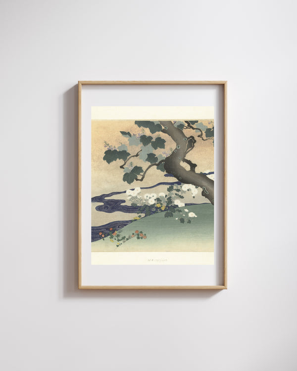 Tsukioka Kōgyo - Ağaç ve Krizantemler