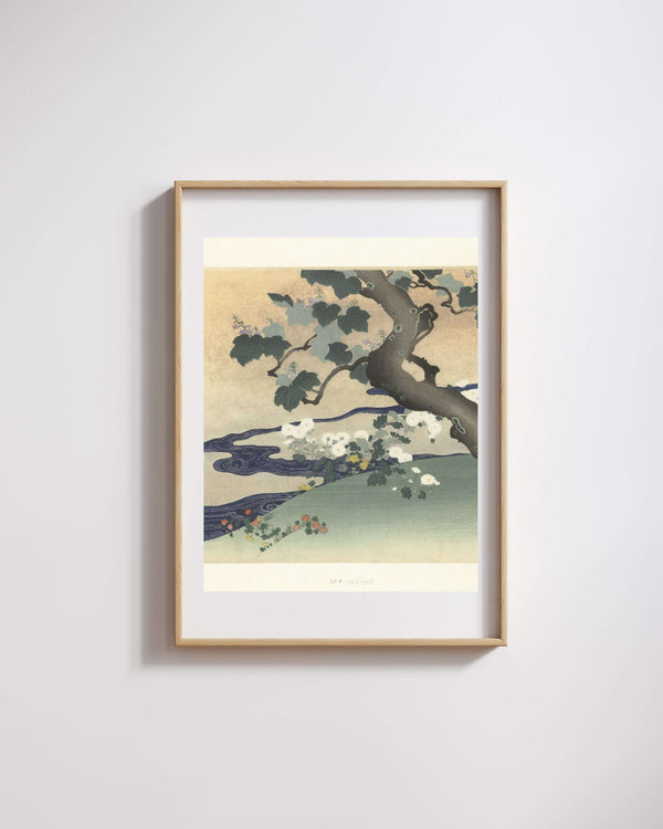 Tsukioka Kōgyo - Ağaç ve Krizantemler fine art baskı