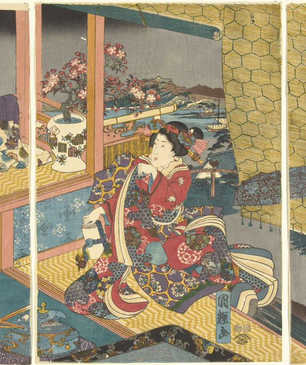 Utagawa Kuniteru - Çiçekler tablo