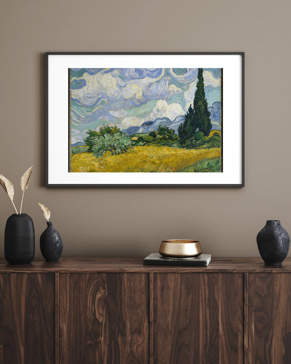 Vincent van Gogh - Selvi Ağaçlı Buğday Tarlası fine art baskı