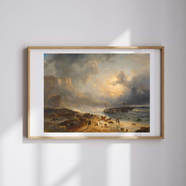 Wijnand Nuijen - Kayalık Bir Kıyı Açığında Gemi Enkazı Fine Art Baskı