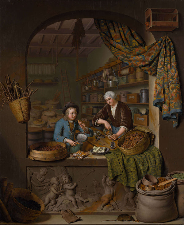 Willem van Mieris - Bakkal Dükkânı tablo