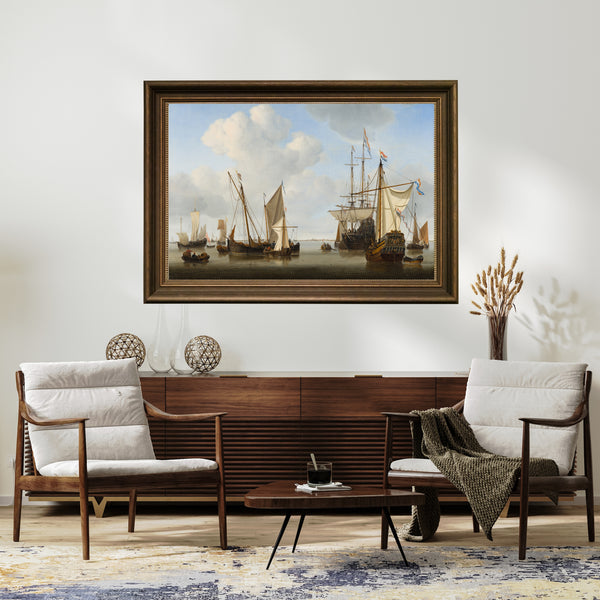 Willem van de Velde the Younger - Açık Denizde Gemiler fine art baskı