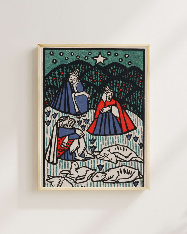 Üç Çoban Köpek ve Koyunlar Fine Art Baskı