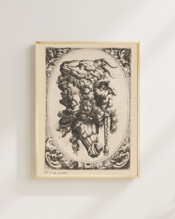 Anonim - İki Yüz Bir At Başı ve Bir Keçi Başı Kompozisyonu Fine Art Baskı