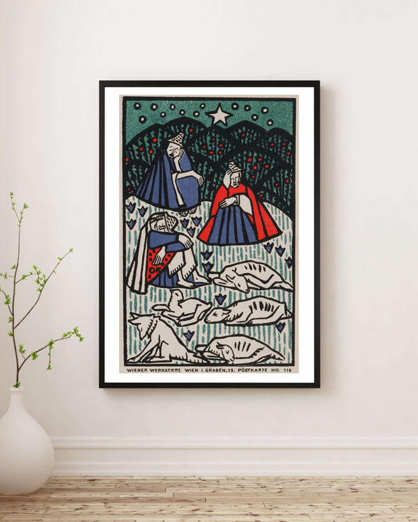 Üç Çoban Köpek ve Koyunlar Fine Art Baskı