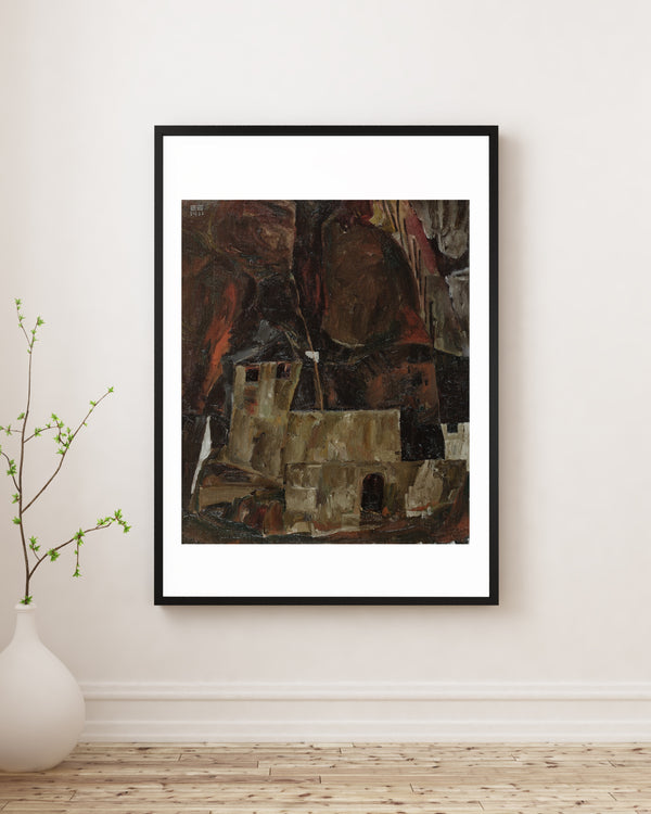 Egon Schiele - Houses and Wall in a Hilly Landscape