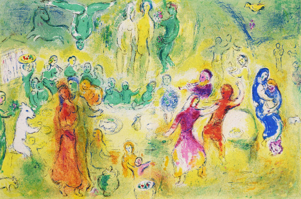 Marc Chagall - Nympheler Mağarasında Düğün Şöleni Fine Art Baskı