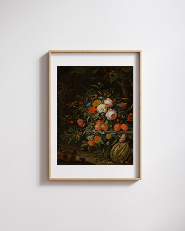 Abraham Mignon - Çiçekler ve Meyveler fine art baskı