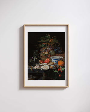 Abraham Mignon - Meyveler, İstiridyeler ve Porselen Kâse ile Natürmort Fine Art Baskı