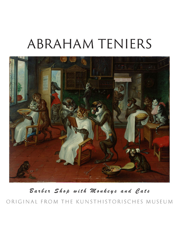 Abraham Teniers - Berber Dükkânı Maymunlar ve Kediler fine art baskı
