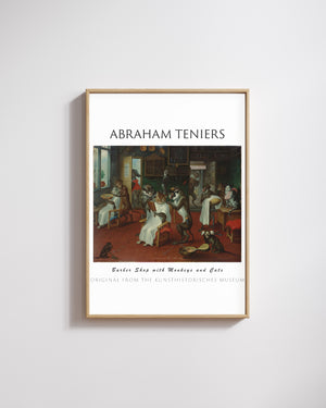 Abraham Teniers - Berber Dükkânı Maymunlar ve Kediler poster