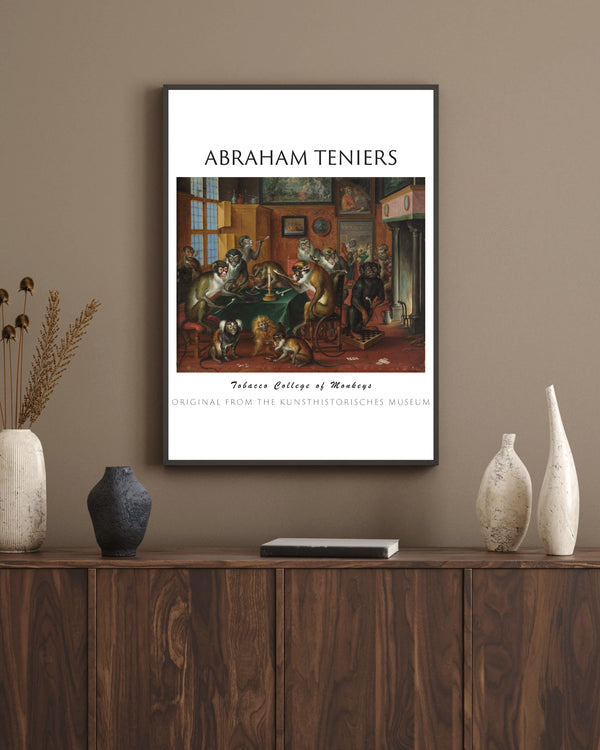 Abraham Teniers - Maymunların Tütün Kulübü çerçeve