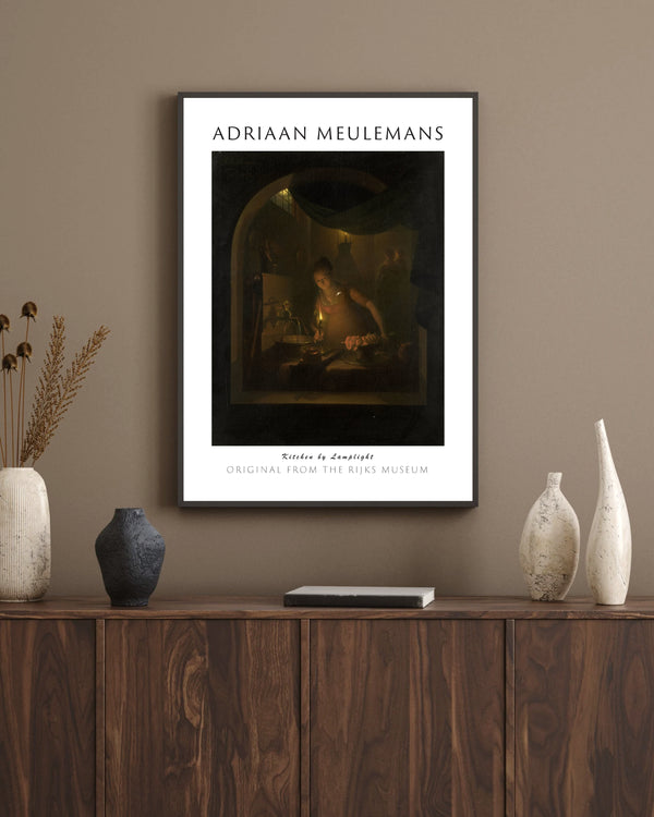 Adriaan Meulemans-Lambanın Işığında Mutfak çerçeve