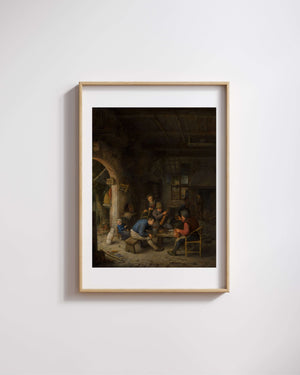 Adriaen van Ostade-Bir Han İçinde Köylüler fine art baskı
