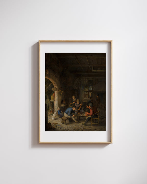 Adriaen van Ostade-Bir Han İçinde Köylüler fine art baskı
