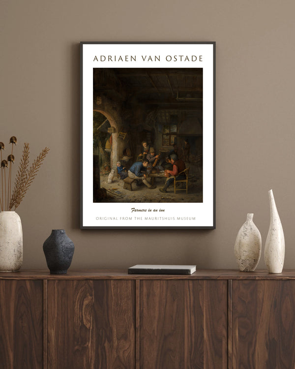 Adriaen van Ostade-Bir Han İçinde Köylüler çerçeve