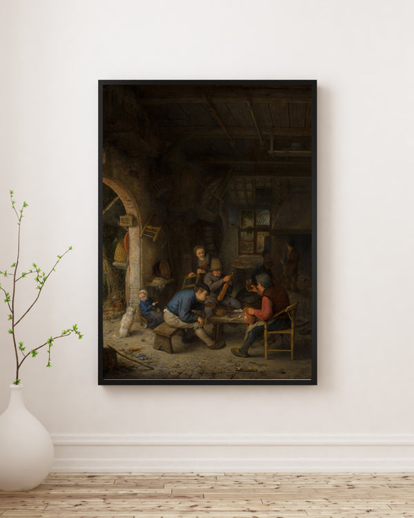 Adriaen van Ostade-Bir Han İçinde Köylüler poster