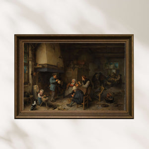 Adriaen van Ostade - İç Mekânda Köylüler Poster