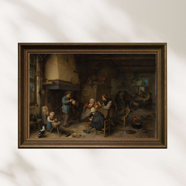 Adriaen van Ostade - İç Mekânda Köylüler Poster