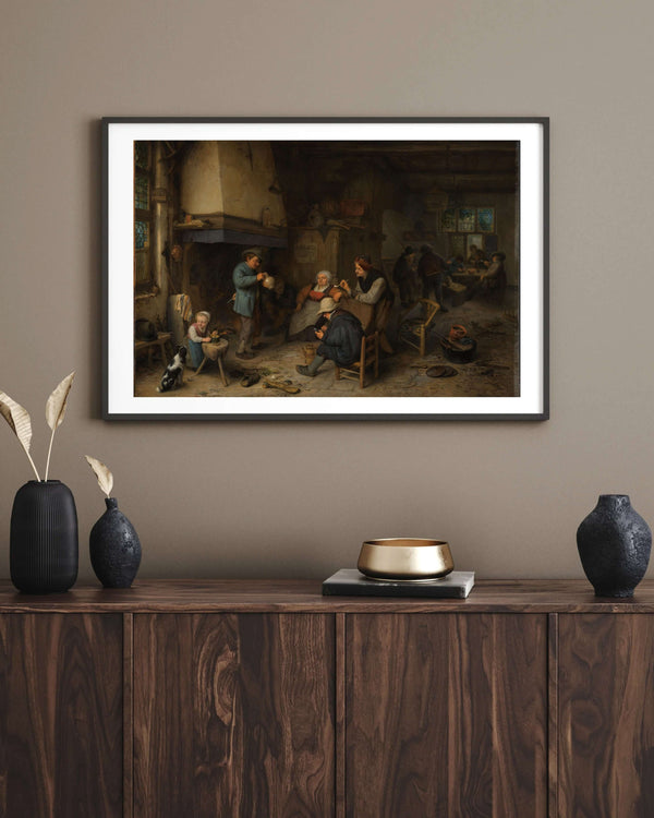 Adriaen van Ostade - İç Mekânda Köylüler Fine Art Baskı