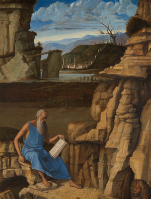 Giovanni Bellini - Manzarada Kitap Okuyan Aziz Jerome fine art baskı