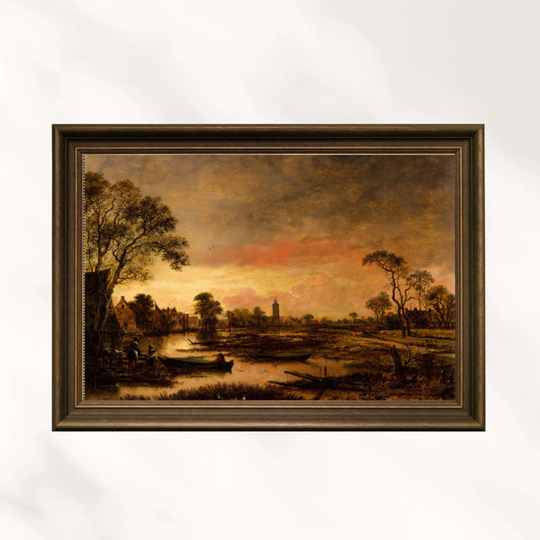 Aert van der Neer - Nehir Manzarası fine art baskı