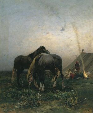 Alberto Pasini - Kamp Ateşi Başındaki Araplar Fine Art Baskı