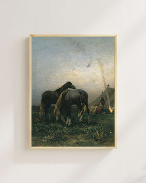 Alberto Pasini - Kamp Ateşi Başındaki Araplar Fine Art Baskı
