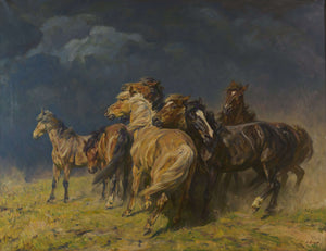 Alfred Roloff - Fırtına Rüzgârındaki Atlar Fine Art Baskı