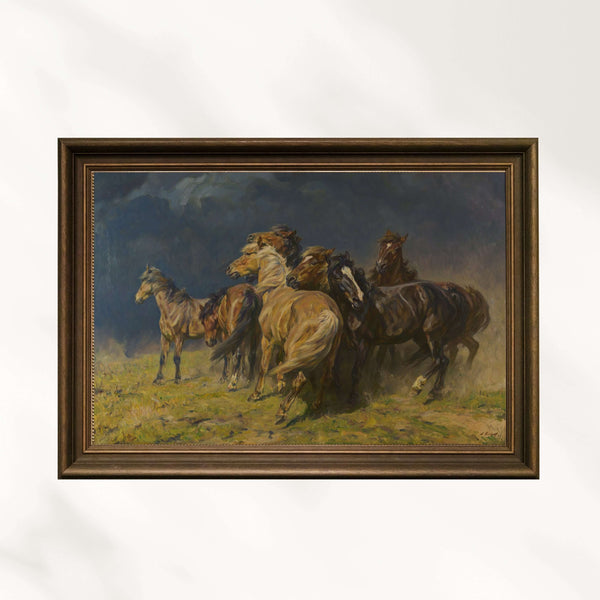 Alfred Roloff - Fırtına Rüzgârındaki Atlar Fine Art Baskı