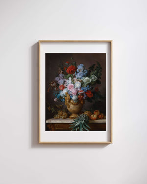 Anne Vallayer-Coster - Alabaster Vazoda Çiçekler ve Meyvelerle Natürmort Fine Art Baskı