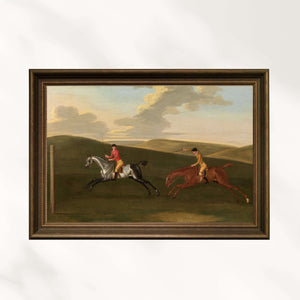 Anonim - Jokeyli İki Yarış Atı Fine Art Baskı