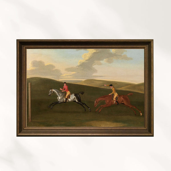 Anonim - Jokeyli İki Yarış Atı Fine Art Baskı