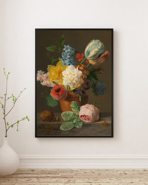 Anthony Oberman - Çiçekler ve Kuruyemişlerle Natürmort Poster