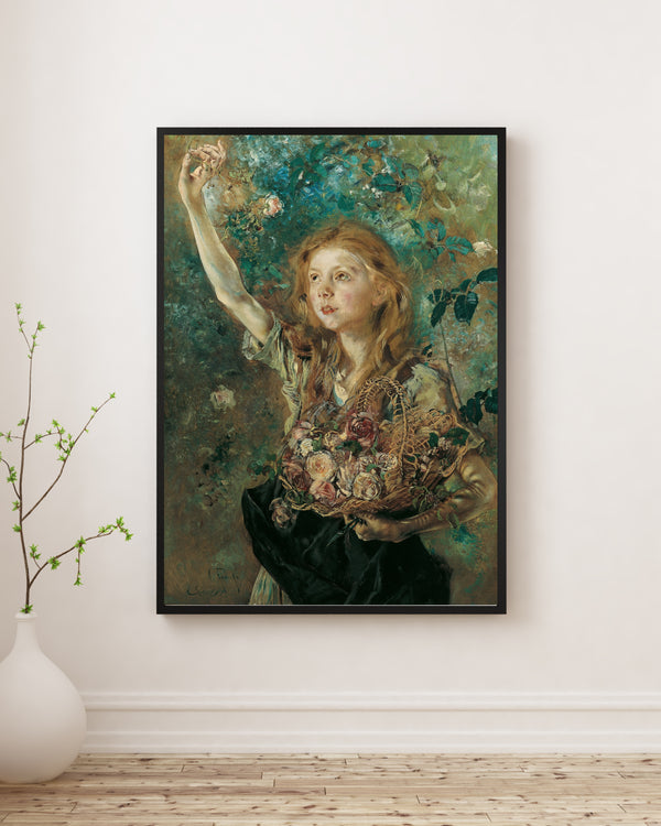 Anton Romako - Gül Toplayan Kadın Poster