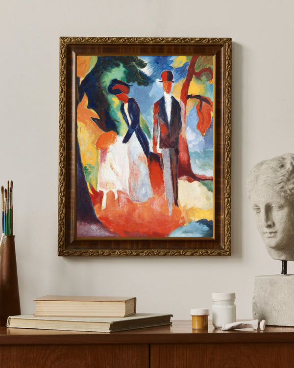 August Macke - Mavi Göl Kenarında İnsanlar Çerçeve