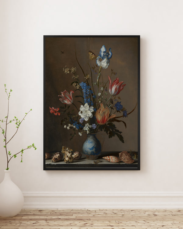 Balthasar van der Ast - Wan-Li Vazosunda Çiçekler ve Deniz Kabukları poster