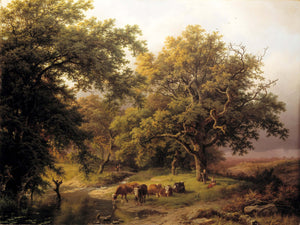 Barend Cornelis Koekkoek - Orman Kenarında Dere fine art baskı